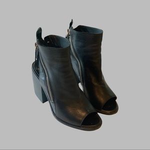 Dolce Vita Black Leather Peep Toe Ankle Booties